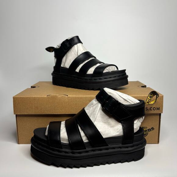 Dr. Martens Women’s Blaire Brando Leather Fisherman Strap Sandals in Black - Picture 1 of 11